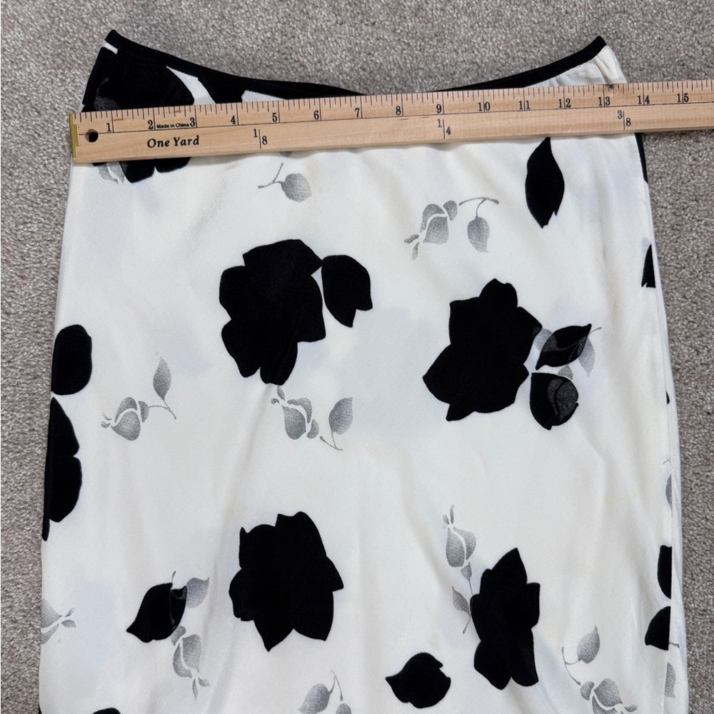 Vintage Arden B Black and White Floral A-Line Slip Skirt size 6 - Picture 9 of 10